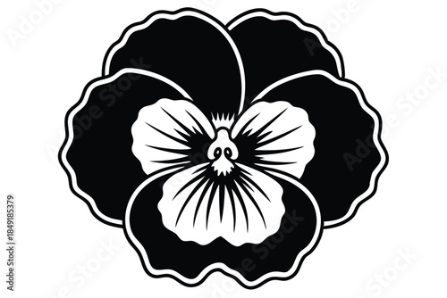 pansy silhouette line art vector illustration