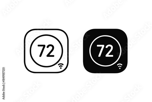 Smart thermostat icons showing 72 degrees with wifi signal