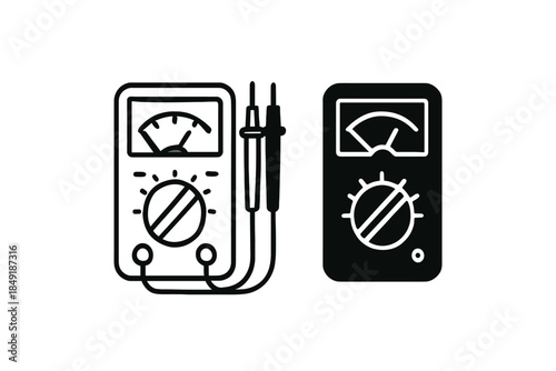 Digital multimeter icons for electrical measurement and testing applications