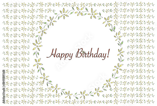 誕生日祝いのベクターイラスト(手書きの黄色い花模様)