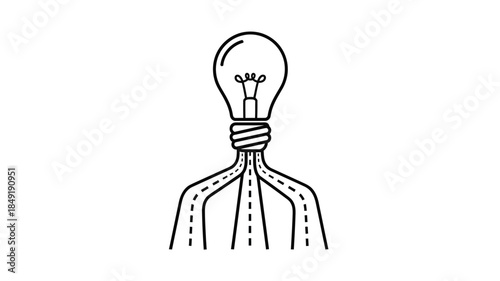 A lightbulb shaped like road intersection a creative concept silhouette