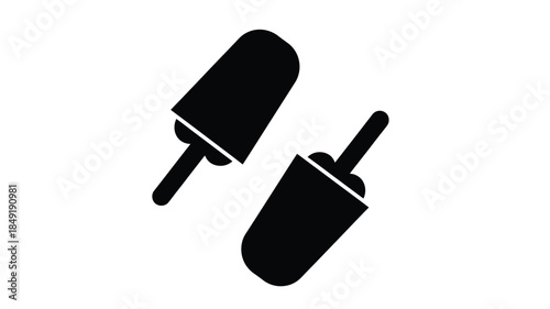 Two black popsicle silhouettes against a white background silhouette