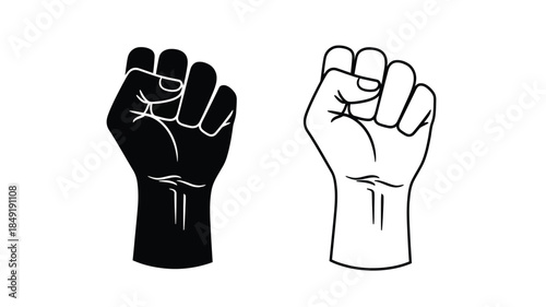 Two fists in opposing forms showcasing a powerful visual impact silhouette