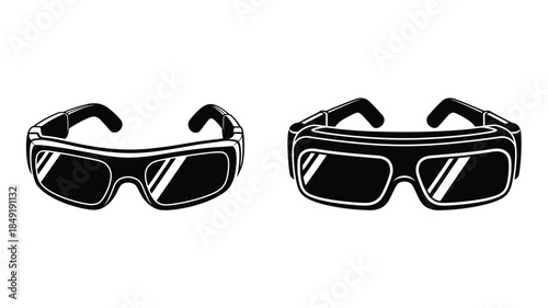 Two pairs of stylish sunglasses displayed in a striking black silhouette