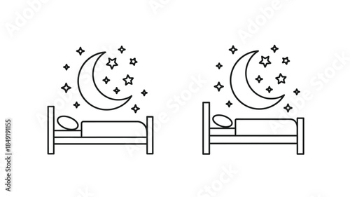 Two beds with crescent moons and stars a peaceful night silhouette