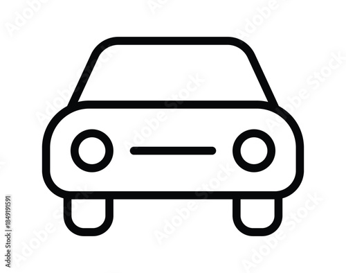 Minimalistic Line Drawing of a Front View of a Compact Car Outline