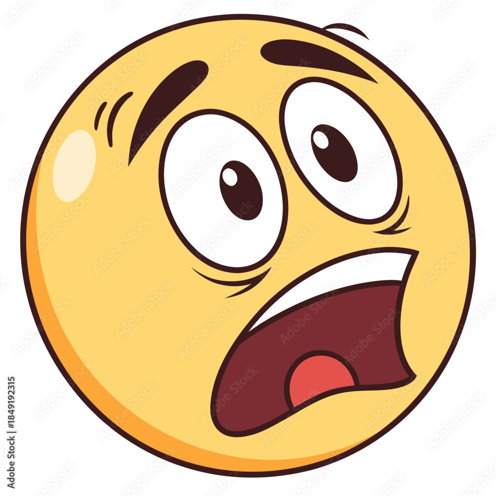 Fototapeta premium Shocked emoji with wide eyes and open mouth