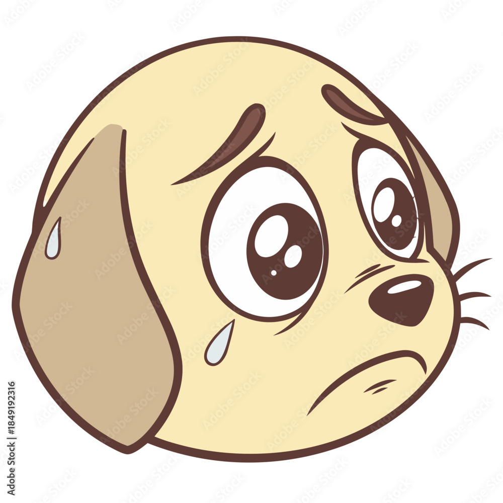 Fototapeta premium Sad emoji with puppy eyes, glossy eyes