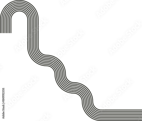 Striped path forming a diagonal maze with zigzag routing and extended movement.