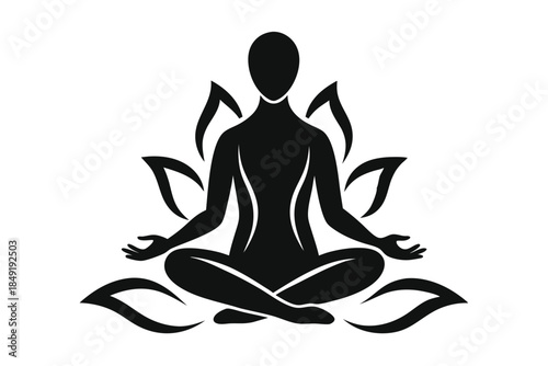lotus pose silhouette line art vector illustration