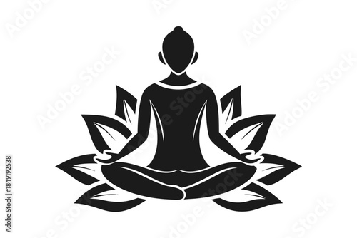 lotus pose silhouette line art vector illustration