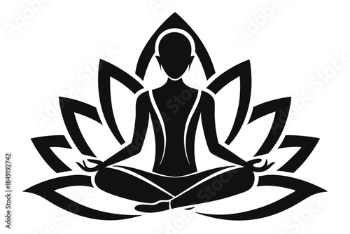 lotus pose silhouette line art vector illustration