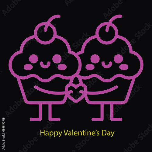 Two cupcakes celebrating valentines day