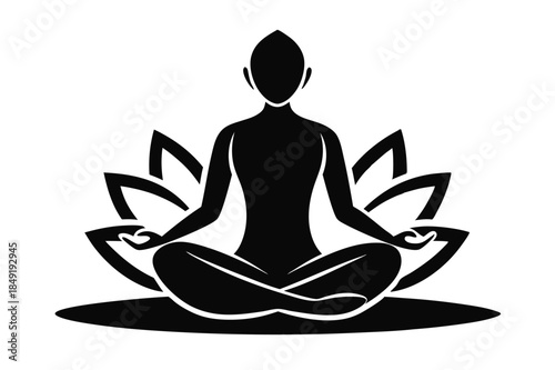 lotus pose silhouette line art vector illustration
