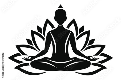 lotus pose silhouette line art vector illustration