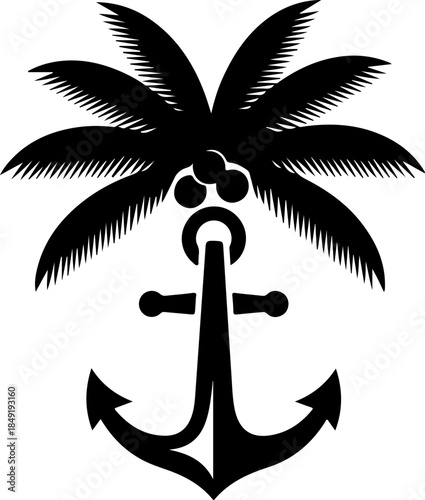 Tropical Palm Wave Ocean Summer Logo