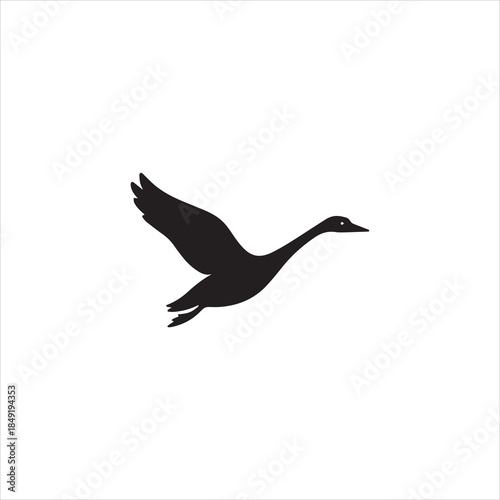  Silhouette flying swan elegant bird graceful waterfowl Vector illustration