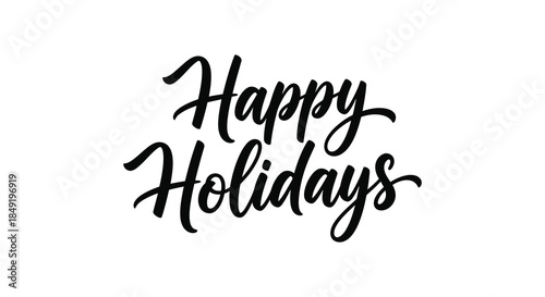 Elegant cursive lettering displays a festive holiday greeting showcasing a striking silhouette