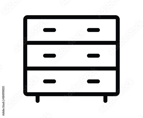 Minimalist Line Art of a Simple Furniture Chest of Drawers Design