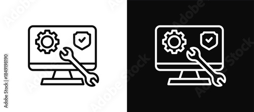 System Hardening icon set black and white