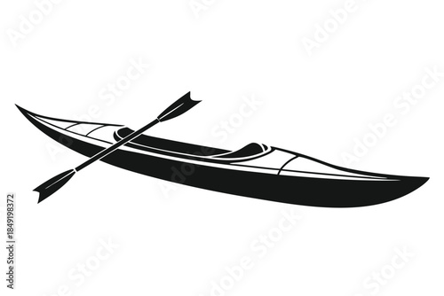 kayak silhouette line art vector illustration