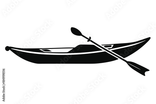 kayak silhouette line art vector illustration