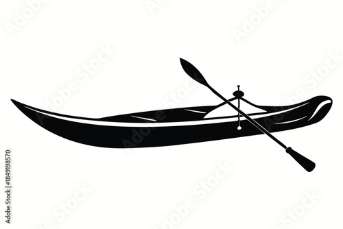 kayak silhouette line art vector illustration