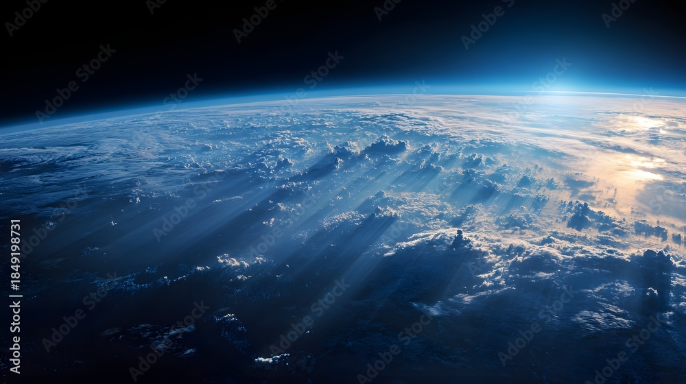 Fototapeta premium Stunning View of Earth from Space - A Breathtaking Perspective of Our Planets Atmosphere.