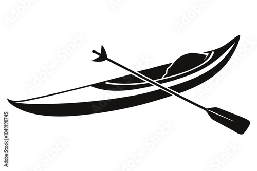 kayak silhouette line art vector illustration