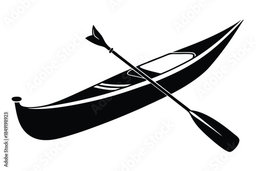 kayak silhouette line art vector illustration