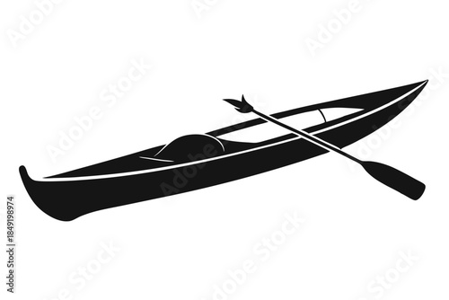 kayak silhouette line art vector illustration