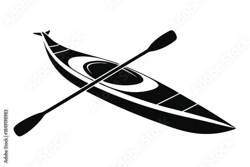 kayak silhouette line art vector illustration