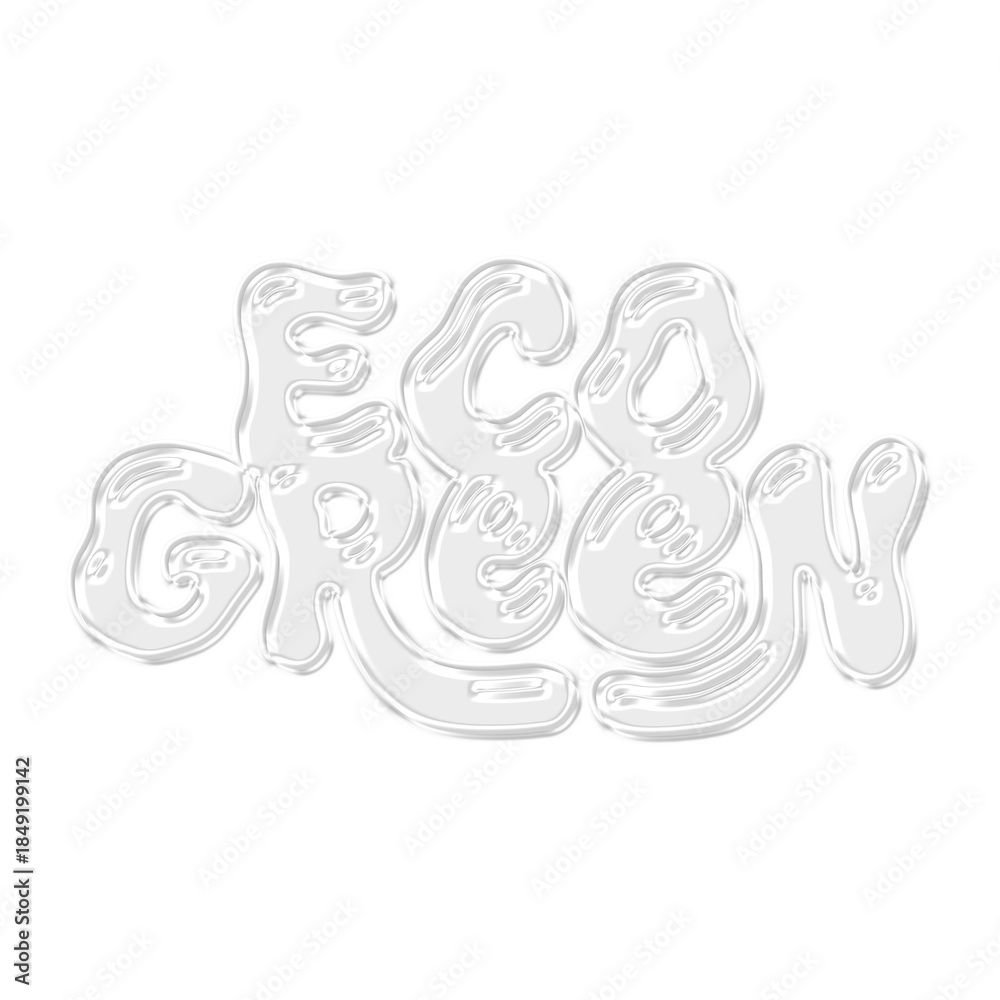 Fototapeta premium Glossy 3D white Eco Green typography text for environmental protection, sustainable energy, and nature care