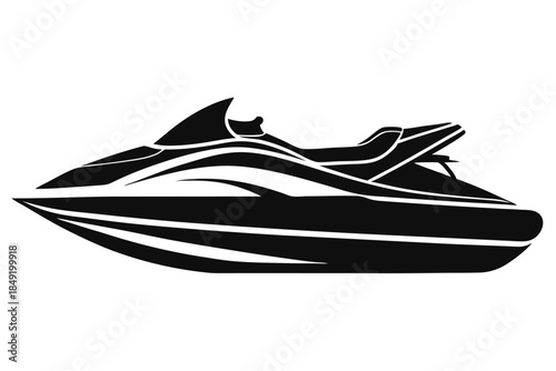 jet ski silhouette line art vector illustration