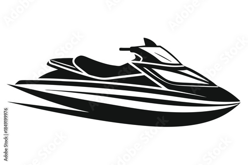 jet ski silhouette line art vector illustration