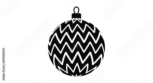 A striking black and white zigzag patterned christmas ornament design a detailed silhouette