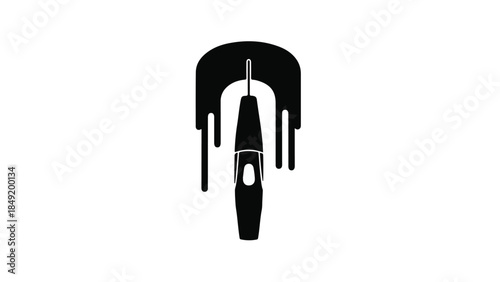 Modern black hair dryer icon on white background
