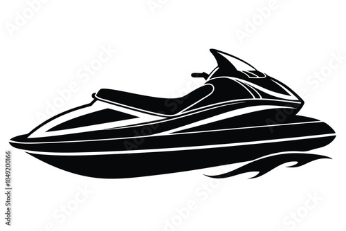 jet ski silhouette line art vector illustration