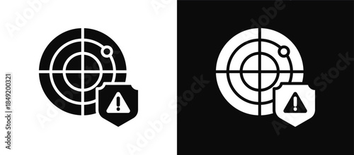 Threat Detection icon set black and white