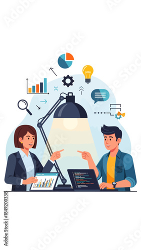 Business Professionals Analyzing Data on Computer.