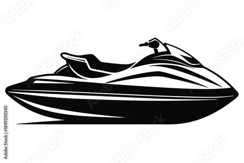 jet ski silhouette line art vector illustration