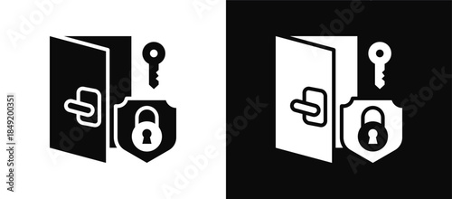 Access Control icon set black and white