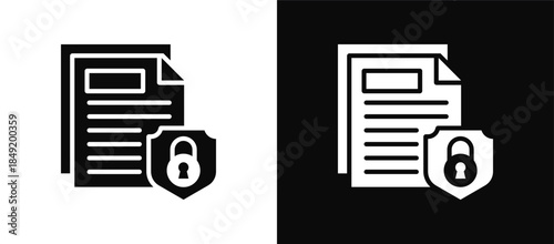 Data Privacy icon set black and white