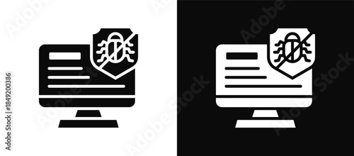 Malware Prevention icon set black and white