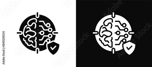 Cyber Intelligence icon set black and white