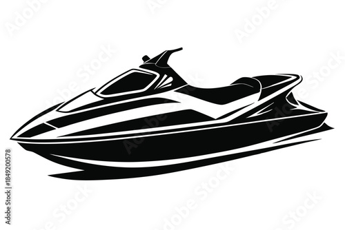 jet ski silhouette line art vector illustration