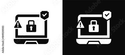 Ransomware Protection icon set black and white