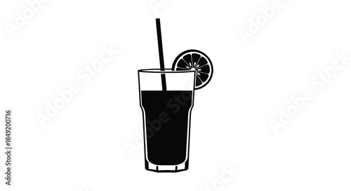 A striking black and white image depicting a refreshing beverage in a glass silhouette