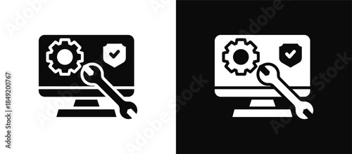 System Hardening icon set black and white