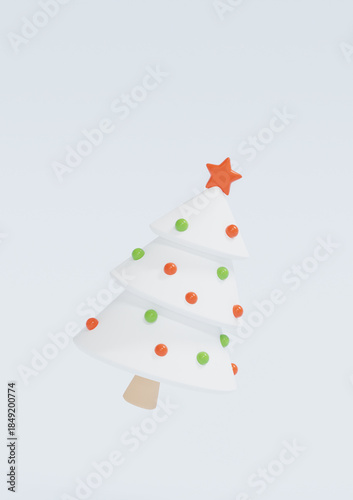 3d render of christmas tree on light background, no AI
